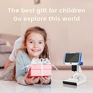 Microscope for Kids LINKMICRO 5" LCD Portable Digital Microscope 200X Microscope Kit for Kids 8-12 Photo/Video Sample Slides Included STEM Tool Gift for Boys and Girls