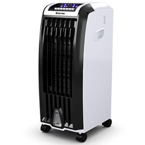 nightcore air cooler, portable air cooler with 3 different wind speed, bladeless electric fan, humidifier with remote control, 7.5-hour timer, office, black + white (air conditioners)