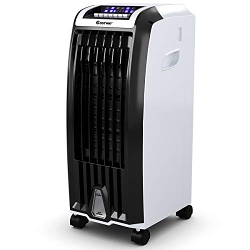 Nightcore Air Cooler, Portable Air Cooler with 3 Different Wind Speed, Bladeless Electric Fan, Humidifier with Remote Control, 7.5-Hour Timer, Office, black + white (Air Conditioners)