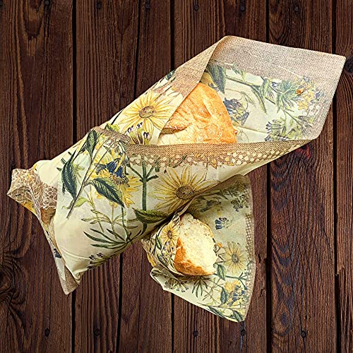 WISEOWELL Linen Bread Bags For Homemade Bread LINEN with Beeswax Wraps - 100% Organic Linen | Eco-Friendly | Bread Bags For Homemade Bread And Produce