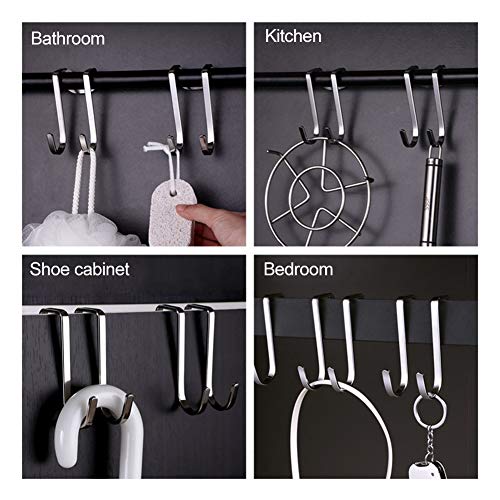 4 Pack Over Cabinet Drawer Double Hooks, Stainless Steel Multiple Use Narrow Door Hook for Kitchen, Bathroom, Wardrobe Door, only Sold by YamaziHD