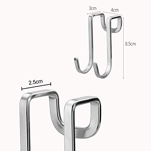 4 Pack Over Cabinet Drawer Double Hooks, Stainless Steel Multiple Use Narrow Door Hook for Kitchen, Bathroom, Wardrobe Door, only Sold by YamaziHD