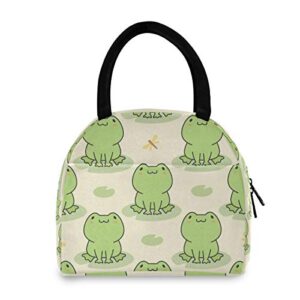 lunch bag women reusable tote bag cooler insulated - cute frog lunch box for office picnic adults