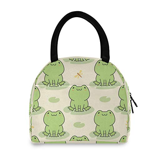 Lunch Bag Women Reusable Tote Bag Cooler Insulated - Cute Frog Lunch Box for Office Picnic Adults