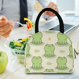 Lunch Bag Women Reusable Tote Bag Cooler Insulated - Cute Frog Lunch Box for Office Picnic Adults