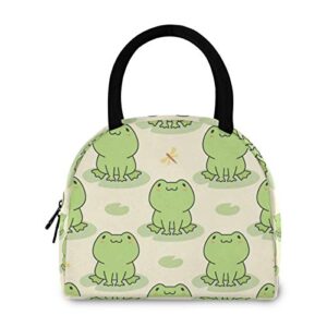 Lunch Bag Women Reusable Tote Bag Cooler Insulated - Cute Frog Lunch Box for Office Picnic Adults