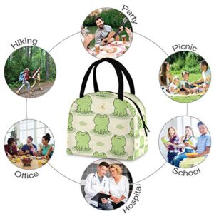 Lunch Bag Women Reusable Tote Bag Cooler Insulated - Cute Frog Lunch Box for Office Picnic Adults