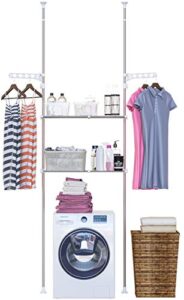 skywin over the washer storage shelf - easy to assemble laundry storage, laundry shelf for over washer or dryer with adjustable height and width, no drill required