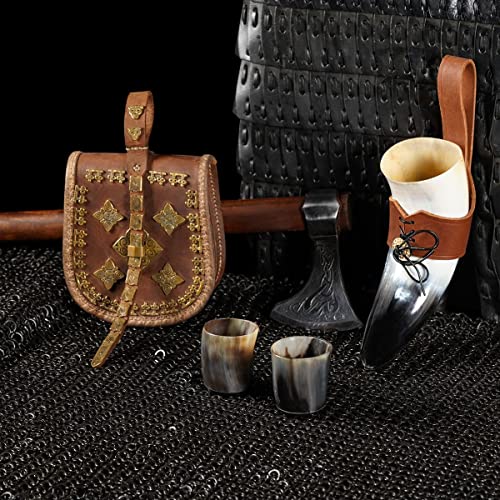 Mythrojan Viking Drinking Horn Shot Glass, Norse Medieval Tankard Shot Glass Pair