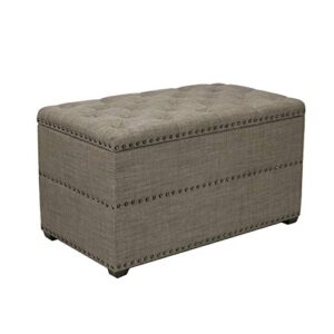 homebeez storage ottoman bench fabric foot rest stool with nailhead trim (charcoal brown)