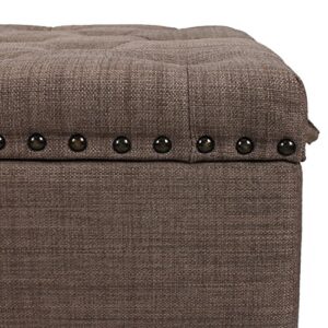 Homebeez Storage Ottoman Bench Fabric Foot Rest Stool with Nailhead Trim (Charcoal Brown)