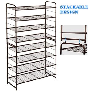 Bextsrack 4-Tier Shoe Rack, Stackable & Adjustable Wire Grid Shoe Shelf Storage Organizer for Closet Bedroom Entryway - Bronze