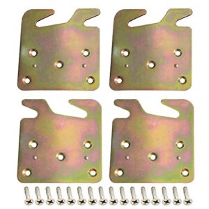 4pcs heavy duty wood bed rail hook plates for headboard and footboard, bed rail fitting bracket with mounting screws