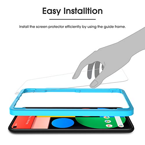 OMOTON [3 Pack] Screen Protector for Google Pixel 5 - Tempered Glass/Alignment Frame/Anti Scratch Screen Protector for Google Pixel 5