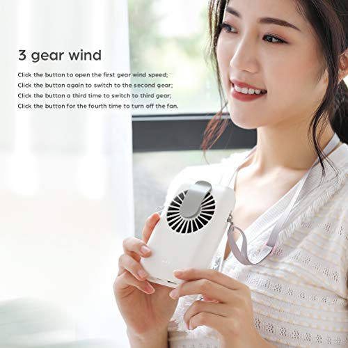 Mini Waist Clip on Fan,Waist Cooling Fan,Portable hands-free necklace and wrist fan with 15H Working Time, 3 Speeds Mode, and USB Rechargeable Battery Operated,for Home Office Outdoor Travel,（White）