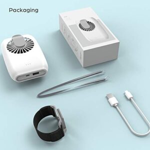 Mini Waist Clip on Fan,Waist Cooling Fan,Portable hands-free necklace and wrist fan with 15H Working Time, 3 Speeds Mode, and USB Rechargeable Battery Operated,for Home Office Outdoor Travel,（White）