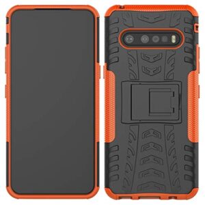 Yerebel for LG V60 ThinQ Case, V60 ThinQ 5G Case, with Kickstand Hard PC Back Cover Soft TPU Dual Layer Protection Phone Cover for LG V60 ThinQ (Orange)