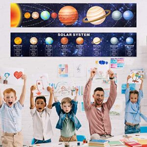 Zonon Solar System Poster Science Banner Educational Teaching Wall Decor Elementary and Middle School Classroom Decorations with 60 Glue Point Dots for Pre School, Student, Teacher