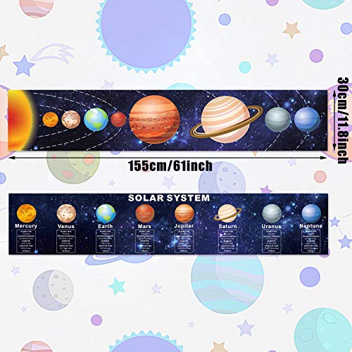 Zonon Solar System Poster Science Banner Educational Teaching Wall Decor Elementary and Middle School Classroom Decorations with 60 Glue Point Dots for Pre School, Student, Teacher