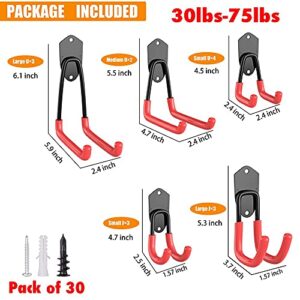 TORACK Garage Hooks Heavy Duty, 15 Pack Wall Mount Steel Utility Hooks&Hangers, Anti-Slip Rubber Coated, Garage Storage Organizer for Garden Tools, Power Tools, Ladders, Brooms, Bikes, Bulk Items