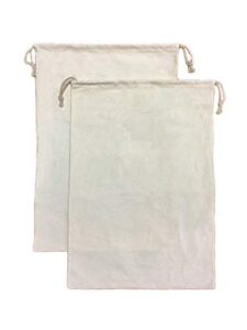 unkno cotton canvas heavy duty laundry bags - 2 pcs - natural cotton - versatile multi use - 19.7"x 27.6" - ideal for home, hotels, rental spaces, vacation homes, college dorm & travel