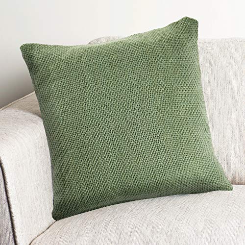 LR Home Smoke Solid Throw Pillow, 18"x18", Light Green/Muted Green