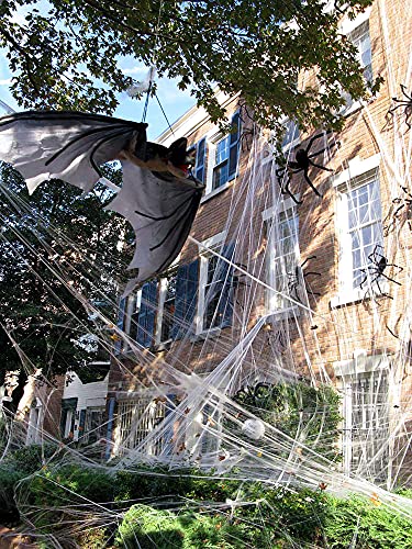 Halloween Spider Web Decoration with 80 Fake Spiders Haunted House Props