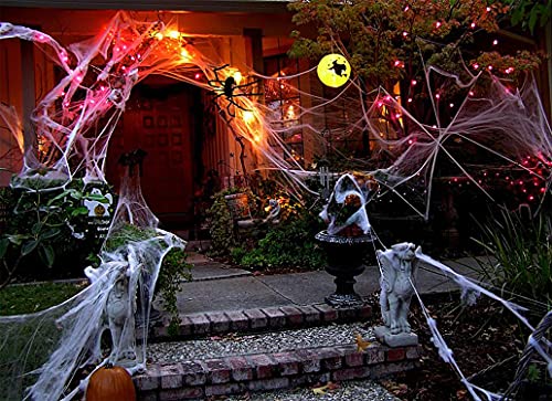 Halloween Spider Web Decoration with 80 Fake Spiders Haunted House Props