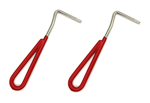 Vinyl Coated Steel Hoof Picks for Horses (2 Pack Red)Q