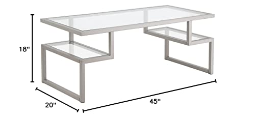 Zander 45'' Wide Rectangular Coffee Table in Nickel