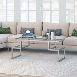 Zander 45'' Wide Rectangular Coffee Table in Nickel