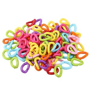 viagasafamido 100pcs plastic c-clips links, mix color rainbow diy c-links chains for small pet parrot bird toy children's learning toy