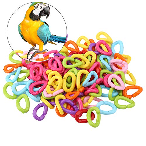 ViaGasaFamido 100Pcs Plastic C-Clips Links, Mix Color Rainbow DIY C-Links Chains for Small Pet Parrot Bird Toy Children's Learning Toy