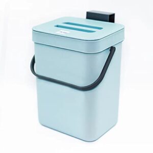 jesintop kitchen compost bin indoor for counter top,hanging small trash can with lid,food waste bin,mountable compost busket 1.3 gal/5 l series,blue