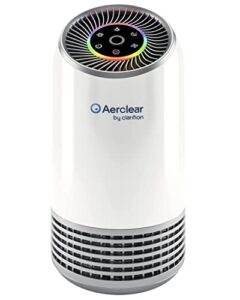 clarifion aerclear - air purifier for home, 3-stage filtration system with hepa filter helps with dust, pets, smoke, pollen, 7 night light mode, low noise