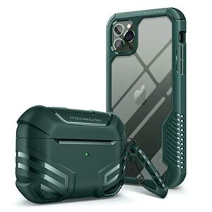 mobosi vanguard armor cell phone accessory bundle - airpods pro case & iphone 11 pro max case (midnight green)