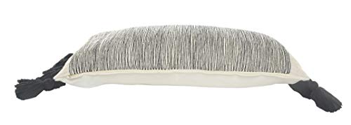 LR Home Distressed Fringe Pillow, 28"x12", Gray/Black/Ivory