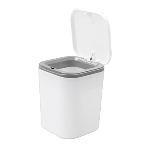 Begale 0.5 Gallon White Plastic Desktop Garbage Can, Mini Trash Can with Lid