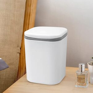 Begale 0.5 Gallon White Plastic Desktop Garbage Can, Mini Trash Can with Lid