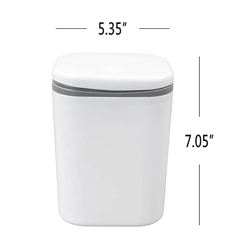 Begale 0.5 Gallon White Plastic Desktop Garbage Can, Mini Trash Can with Lid