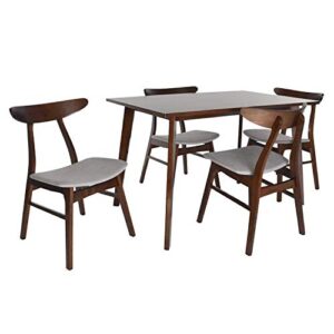 zenvida mid century 5 piece dining set wood table fabric chairs seats four