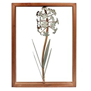funerom metal flower with wood frame wall decorations for living room(11.8×15.8 inchs)