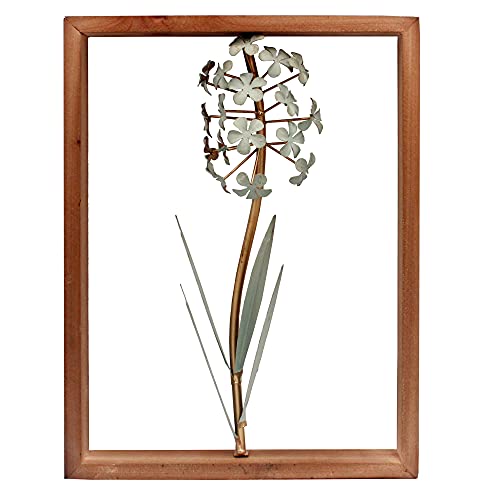 Funerom Metal Flower with Wood Frame Wall Decorations for Living Room(11.8×15.8 inchs)