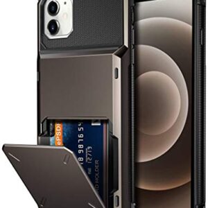 Vofolen Compatible with iPhone 12 Mini Case 5G Wallet 4-Card Slot Credit Card Holder Flip Door Hidden Pocket Anti-Scratch Dual Layer Hybrid TPU Bumper Armor Protective Hard Shell Cover Gun