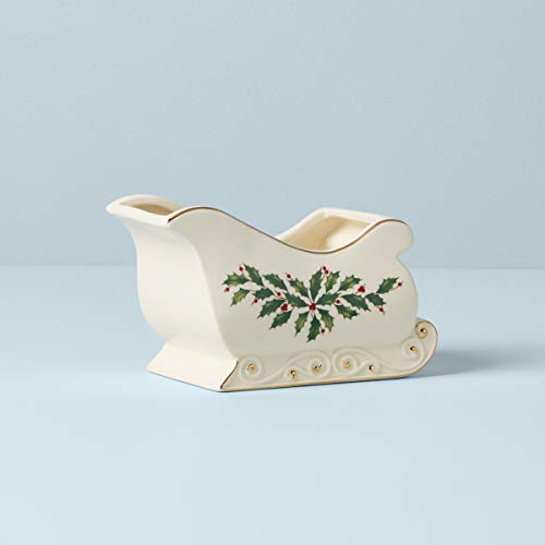 Lenox Holiday Sleigh Candy Dish, 1.40 LB, Red & Green