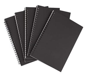 wotion a5 black spiral notebook blank sketchbook unruled journal pack,thick blank paper 50 sheet 100 unlined pages 5.59“ x 8.27” 5 pack…