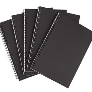 Wotion A5 Black Spiral Notebook Blank Sketchbook Unruled Journal Pack,Thick Blank Paper 50 Sheet 100 Unlined Pages 5.59“ x 8.27” 5 Pack…