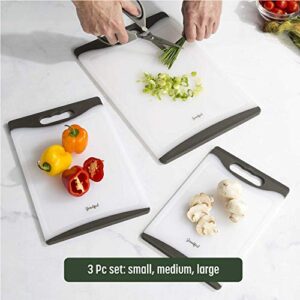 Goodful Cutting Board (3 Piece Set)- Non-Slip Edges, Easy Grip Handles, Made without BPA, Non-Porous, Dishwasher Safe, Multiple Sizes, Charcoal Gray