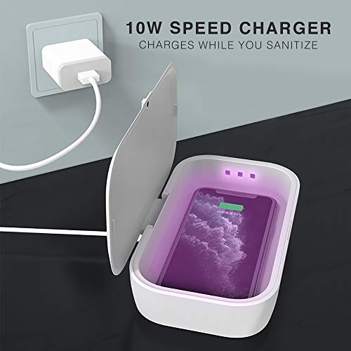 UV Phone Sanitizer and Charger by Johns Avenue - UV Sanitizer with Quick 5 Minute Sanitation Mode Can Also Be Used in Car