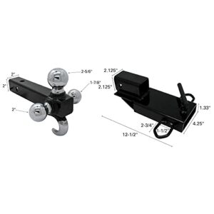 Extreme Max 5001.1389 Clamp-On Forklift Hitch 2" Receiver with Tri-Ball Hitch and Tow Hook